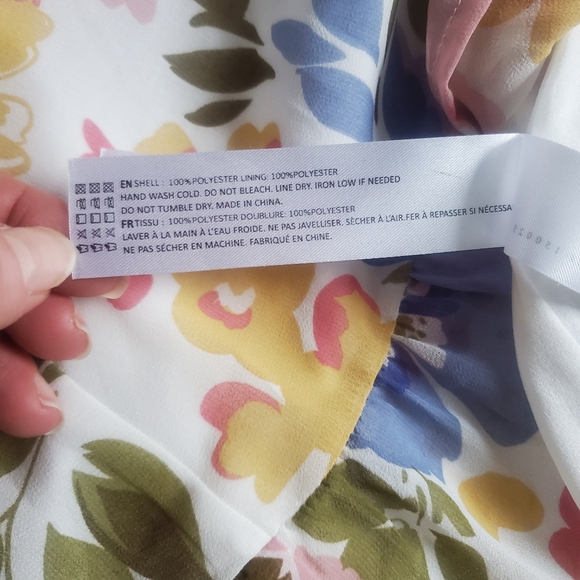 En Saison Floral Long Sleeve Ruffle Wrap Mini Dress - Pastel Garden Party  Small - Picture 11 of 11